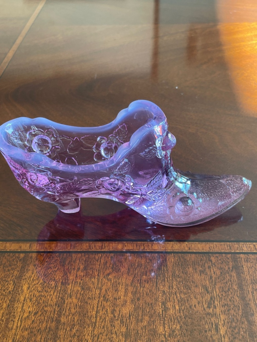 FENTON Rose Magnolia opalescent cabbage, and rose slipper - Picture 9 of 9